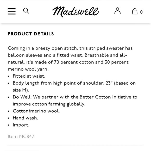 MADEWELL Striped Tensley Pullover Sweater in Cotton Merino Yarn - Picture 8 of 8